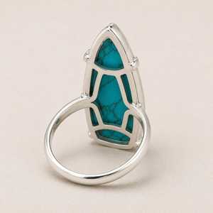Handmade Sterling <b>Silver</b> Turquoise Ring Natural Gemstone Jewelry Unique Elegant Fashion Wedding Anniversary Gift Unisex Terdrop - Product Image 3