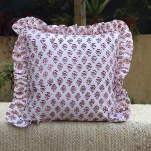 Housses de coussin à volants imprimées à motifs floraux style ferme, avec fermeture éclair dissimulée, pour coussins bohèmes ou décoratifs d'extérieur - Product Image 1