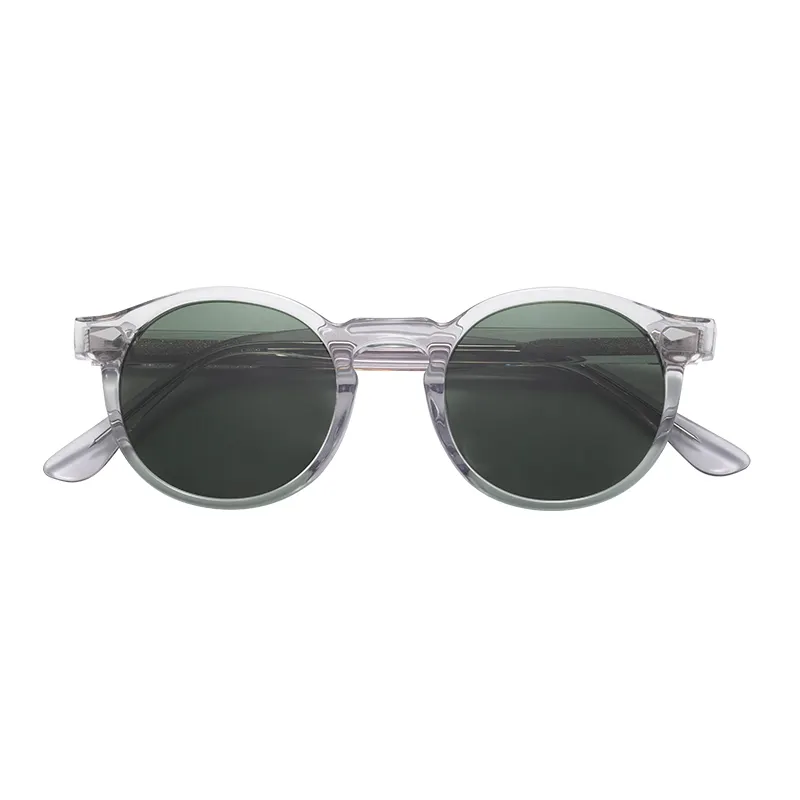 Logotipo personalizado Sun Glasses Retro Luxo Marca Designer Acetato Quadro Redondo Shades Óculos polarizados