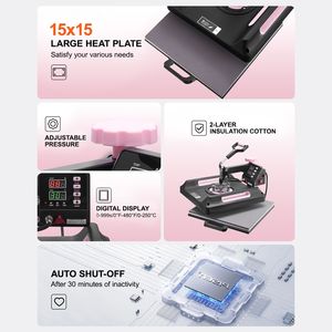 Pressa Termica Digitale 8 in 1 da 15 x 15 Pollici, Pressa per Tumbler da 30 oz, Girevole a 360 Gradi per T-Shirt - Product Image 6