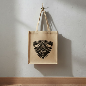 Sac fourre-tout en toile de jute à 2 compartiments avec poignées en canne et fentes transparentes |   Sac cadeau promotionnel doublé de PE avec impression de logo - Product Image 3