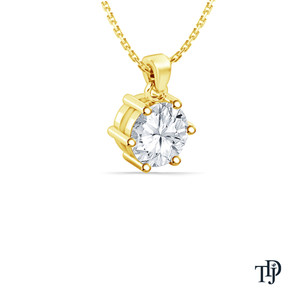 Pendentif solitaire en or 14 carats à six griffes avec diamant de laboratoire taille coussin, pour fabricants de bijoux, OEM, vente en gros et au détail - Product Image 2