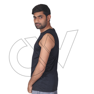 2027 Premium Quality OEM Men's <b>Black</b> Sleeveless <b>Tank</b> <b>Top</b> O-Neck Knitted Breathable Solid Color Casual Wear 100% Badge Front - Product Image 3