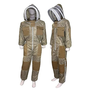 Combinaison de protection 2026 avec capuche et écran facial en maille, motif à carreaux marron, coupe régulière, pour la protection en apiculture - Product Image 4