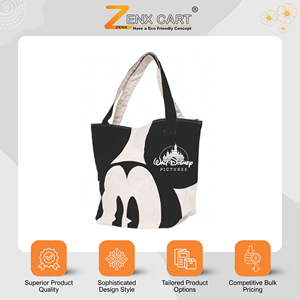 Highly in Demand Reusable Canvas Shopping <b>Bags</b> – <b>Large</b> Capacity Letter Print Tote <b>Bags</b> with Customization Available from India - Product Image 2