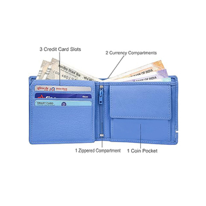 2026 New Design High Quality Genuine Leather Unisex Stylish Money Clip <b>Wallet</b> with <b>RFID</b> Protection Open Closure Short Length - Product Image 4