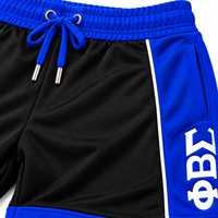 Shorts en molleton noir et bleu roi pour hommes Phi Beta Sigma, collection D9, broderie de lettres grecques, cordon de serrage, short décontracté athlétique, bermuda