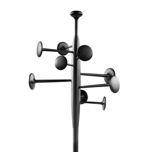 Perchero moderno de diseño negro, de metal, con base redonda tipo pedestal, minimalista para la entrada, con opciones de personalización. - Product Image 3