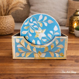 High On Demand Designer Bone Inlay <b>Table</b> <b>Coasters</b> Handcrafted Base Drink Pads - Product Image 3