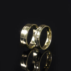 AMBER JEWELS Anillos de Boda Geométricos Modernos de Oro Sólido de 14K con Diamantes Cultivados en Laboratorio, Engaste Pavé, Anillos de Cóctel Clásicos Unisex - Product Image 2