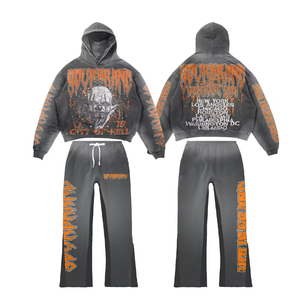 ผู้ผลิตชุดวอร์มแฟชั่นสตรีทสไตล์ลำลองแบบยูนิเซ็กซ์ OEM ขายส่ง MOQ ต่ำ รับผลิตตามแบบ พิมพ์ลายกราฟิกดิจิทัลบนเสื้อฮู้ดและกางเกงวอร์ม - Product Image 3