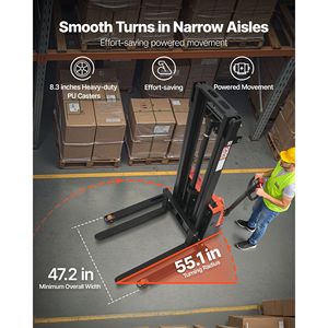 Sollevatore Elettrico per Pallet con Capacità di 1500 kg, Sollevamento 244 cm, Forche a Cavalletto, Carrello Elevatore Completamente Elettrico - Product Image 4