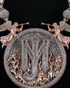 Rose Gold Plated <b>Angel</b> Pendant With Moissanite Wings Baguette Cut <b>Charms</b> Pendant For Ceremonies Two Tone Circle Letter Pendant - Product Image 6