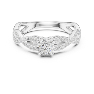 แหวนเพชรทรงกลมทองคำ 14K โรสโกลด์สำหรับผู้หญิง |   ชุดทำงาน |   เพชรที่เพิ่งเพาะเลี้ยง - Product Image 2