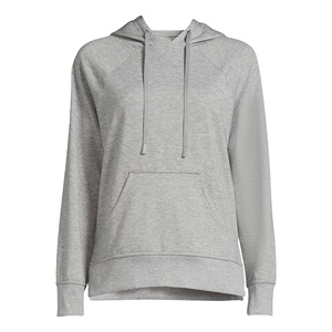 Sweat à capuche gris chiné avec logo personnalisé pour femmes Style coréen Coton polaire Saison d'hiver Logo avant Position - Product Image 1