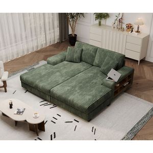 Moderno Divano Letto Componibile Oversize in Velluto a Coste Soffice, Convertibile in Poltrona per Soggiorno - Product Image 3
