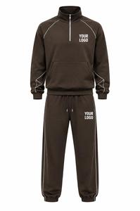 Conjunto Deportivo Personalizado para Hombre, Sudadera con Capucha y Cierre de Cremallera, Manga Larga, Color Sólido, Ropa Casual con Pantalones con Cordón Ajustable y Logotipo Estampado en la Parte Delantera - Product Image 5