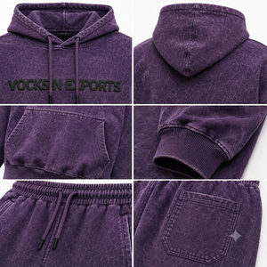 Conjunto Deportivo VocksIn Exports, Sudadera Oversize con Lavado Ácido Morado y Pantalones Anchos, Unisex, Casual, Otoño, con Cordón Ajustable - Product Image 4