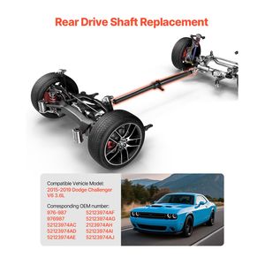 Albero di trasmissione posteriore in acciaio da 71,7-73,2 pollici compatibile per Dodge Charger V6 3.6L (2015-2019) # 976 987 97 - Product Image 2