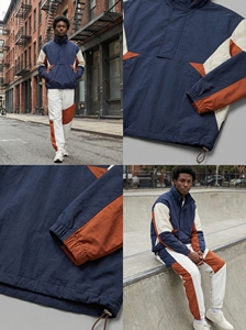 ชุดแจ็คเก็ตและกางเกงวอร์มผู้ชายแบบมีฮู้ดกันน้ำ ผ้าไนลอน ปักโลโก้ตามสั่งจากผู้ผลิต สไตล์ลำลอง - Product Image 5