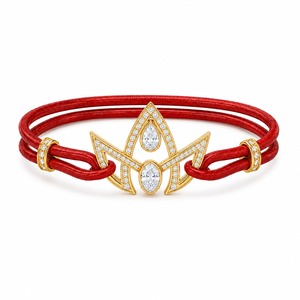 18K <b>Gold</b> Lab Grown Diamond Red String <b>Bracelet</b> Wholesale Luxury Diamond Charm <b>Bracelet</b> for Women Wholesale 18K <b>Gold</b> Lab Grown - Product Image 4