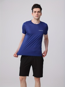 Wholesale Cotton <b>Polyester</b> Blend Vintage Style Crew Neck Knitted <b>T</b> <b>Shirt</b> Short Sleeve Regular Fit Plain Casual Tee with Custom - Product Image 2