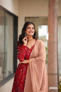 Conjunto de Vestido Formal Largo hasta el Suelo y Dupatta, Estilo Indio, Listo para Usar, Tela de Rayón Pesado con Estampado Digital, Completamente Cosido, Traje de Fiesta para Mujer - Product Image 4