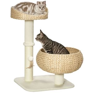 Albero per Gatti Moderno da 28 Pollici con Letto Rialzato e Tiragraffi in Sisal, Design a Cesto Carino per Gatti da Interno e Gatti di Piccola Taglia - Product Image 1
