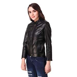 Chaqueta de Cuero Vegano para Mujer, Estilo Casual, Ligera, Corte Ajustado, Talla Pequeña, Cuello Solapa, Corta, para Primavera/Verano - Product Image 2