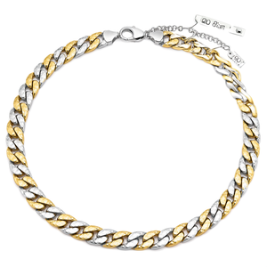 Cadena de Eslabones Cubanos Miami de Dos Tonos, Chapada en Oro sobre Plata de Ley 925, de 8 mm y 20 Pulgadas - Product Image 2
