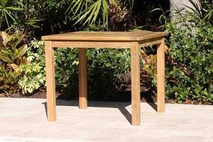 Juego de Mesa de Comedor Cuadrada de Madera de Teca Sólida para Exteriores, 4 Asientos, Muebles de Jardín Cómodos, Duraderos y Resistentes a la Intemperie - Product Image 5
