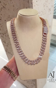 Collier chaîne cubaine hip-hop en moissanite plaqué or rose, bijoux épais et étincelants pour cadeau unisexe - Product Image 4