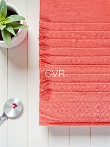 Chemin de table rectangulaire pliable en chenille corail tissée, fait main, style bohème, antidérapant, avec pompons, pour la décoration intérieure - Product Image 3