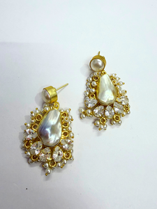 Maharani Necklace Set with Maangtika Natural Baroque Pearl Handmade With Crystals Statement Bridal Jewellery for Women OEM ODM - Product Image 3