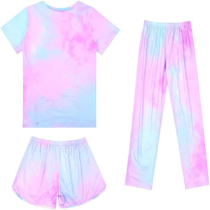Conjunto de Ropa de Invierno para Niñas, 3 Piezas, Tie Dye, Camiseta, Pantalones Largos, Pantalones Cortos, Ropa Casual de Moda Infantil, Venta al Por Mayor, 95% Algodón - Product Image 2