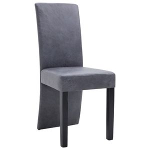 4 chaises de salle à manger en cuir artificiel gris suédé - Product Image 3