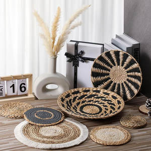 Set of 7 Handcrafted Boho Seagrass Woven <b>Wall</b> Basket Decor Unique <b>Accents</b> for Your Home - Product Image 1