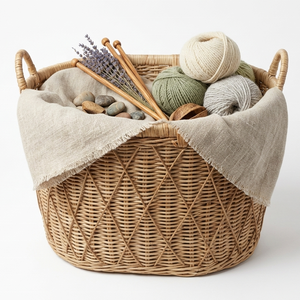 Cesta grande de mimbre de ratán natural tejida a mano, cesta de almacenamiento grande, cesta para la ropa sucia, estilo elegante, decoración para el hogar - Product Image 2