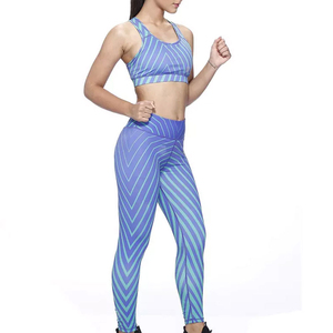 Conjunto de Yoga Acanalado para Mujer, Ropa Deportiva Transpirable de Spandex/Poliéster de Secado Rápido, Cintura Alta, Personalizable - Product Image 2