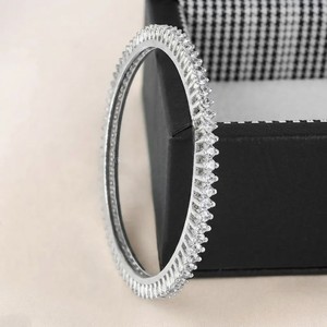 10K Real White Gold E Colour Lab Grown Diamond Round Brilliant <b>Bangle</b> <b>Bracelet</b> Women Bridal Fine Jewelry - Product Image 1