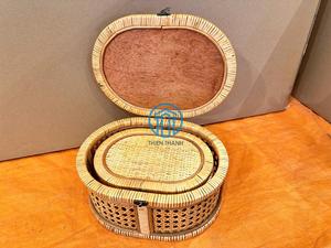 Scalloped Rattan <b>Storage</b> Basket with Cane Weave Sides, Handcrafted Wicker Organizer <b>for</b> Home <b>Decor</b> - Product Image 5