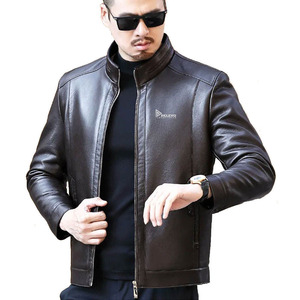 Wholesale Designer Leather <b>Jacket</b> Plus Size <b>Mens</b> Leather <b>Jackets</b> Casual Lightweight Leather <b>Jacket</b> <b>Men</b> Printed Zip-Front <b>Men's</b> - Product Image 2