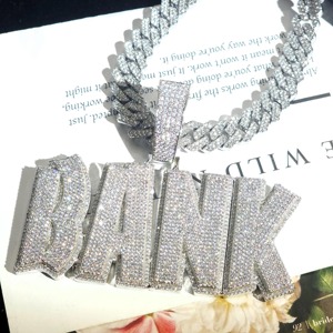 Custom <b>Iced</b> <b>Out</b> Name Necklace Cuban <b>Chain</b> Silver Plated Moissanite Letter Charm Pendant Mens Hip Hop Jewelry India Gift Shop - Product Image 5