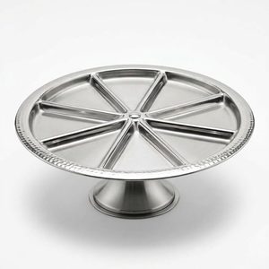 Plato de Aperitivos Hecho a Mano de Acero Inoxidable SS304, 46 cm, Ovalado, Diseño de Rayos de Espejo Satinado, Segmento Giratorio Chakri, para Decoración del Hogar y Uso en Hoteles - Product Image 3