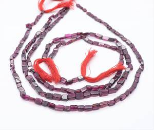 AAA Natural Rhodolite Garnet Smooth Square Shape <b>Beads</b> 4-5 MM <b>Red</b> Garnet Gemstone <b>Beads</b> 14 Inch Strand Plain Rhodolite Garnet - Product Image 5
