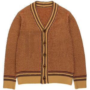 Cardigan en tricot unisexe surdimensionné avec col en V et patchwork, personnalisable avec logo, couleur hiver, laine/nylon pour homme - Product Image 1