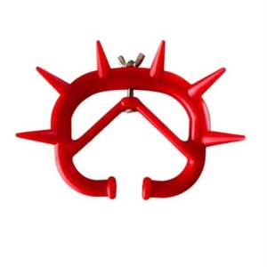 Anneau de sevrage réglable en plastique rouge réutilisable avec pointes anti-sucettes pour veaux, instrument vétérinaire pour le sevrage du bétail - Product Image 1