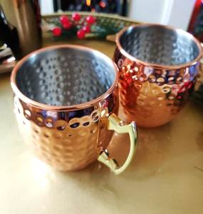 Taza de café de cobre martillado a mano con asa de latón, taza vintage para servir cócteles, cerveza, en bares, hoteles y restaurantes. - Product Image 2