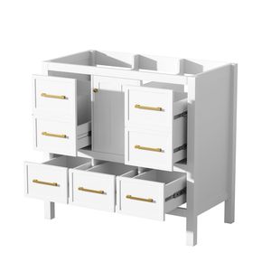Mobile bagno da 36 pollici con telaio in legno massello, 5 cassetti, autoportante, senza lavabo, chiusura ammortizzata - Product Image 1