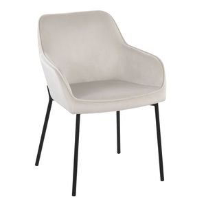 Daniella Set of 2 Contemporary Dining <b>Chairs</b> Black Metal and <b>Cream</b> <b>Velvet</b> Modern Design - Product Image 2